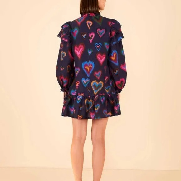 🌟Weekend Sale Only!🌟 Farm Rio Ikat Dyed Hearts Mini Dress - Picture 2 of 10